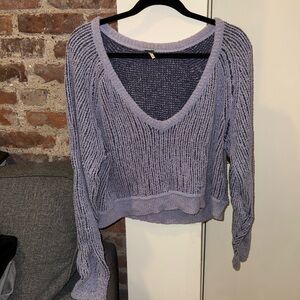Free People Purple V-Neck Sweater
